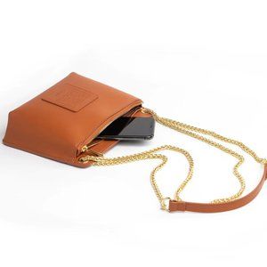 Chain Zip Crossbody Cognac